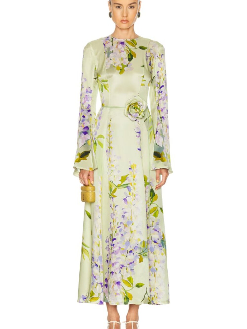 LEO LIN Francesca Wisteria Floral Print Long Sleeve Maxi Dress AU8/US4 NWOT